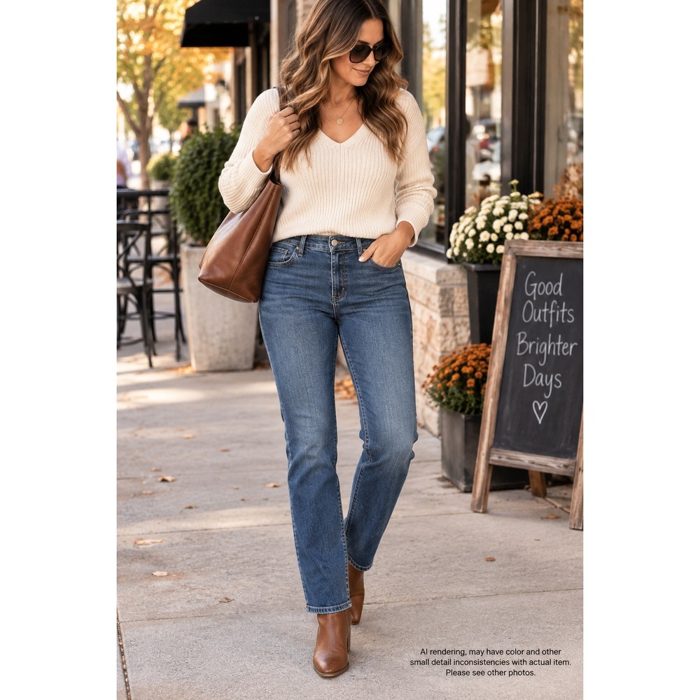 KUT from the Kloth 14 Straight Leg Jeans Medium Wash Classic Elevated Basics